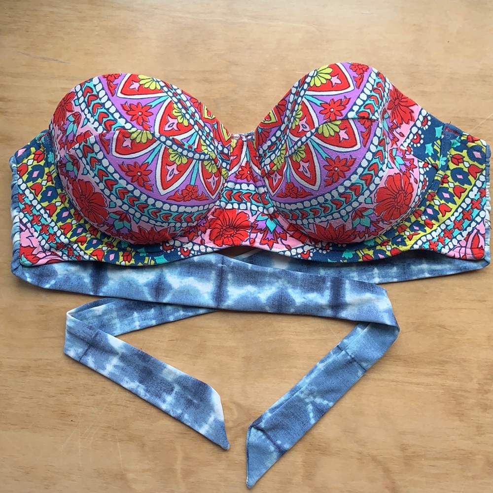 Billabong colorful strapless bikini top